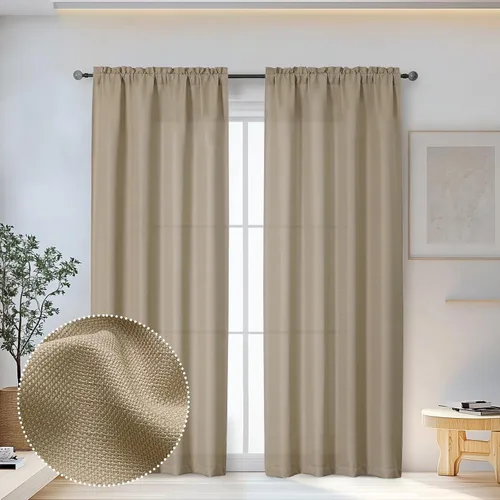 Miniatura 68 de OWENIE Bob Juego de 2 Paneles de Cortinas Negras de Cocina para Ventanas de 36 Pulgadas de Largo, Cortinas Cortas de Café con Textura de Lino