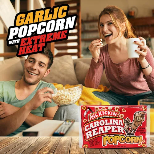 Miniatura 3 de KICKIN' Carolina Reaper - Palomitas de maíz para microondas con pimienta – Paquete de 6 – Palomitas de maíz gourmet picantes – Son una gran