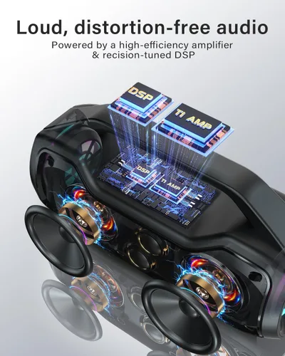 Miniatura 4 de Altavoz Bluetooth portátil de graves de 120 W, potente altavoz inalámbrico con 2 graves y 2 tweeters, tiempo de reproducción de 20 horas, IPX6