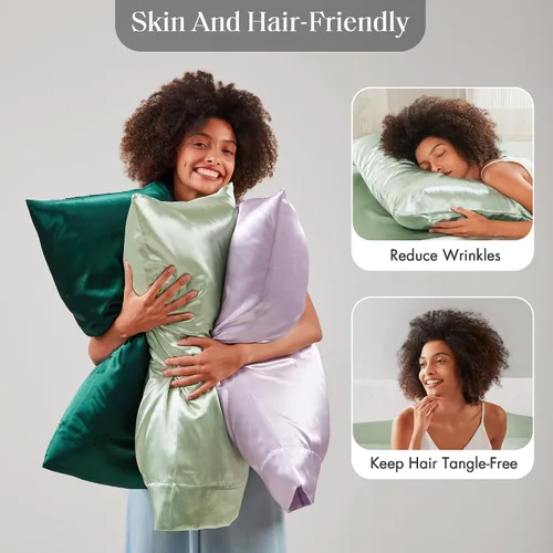 Miniatura 27 de Madison Park Essentials - Juego de sábanas de satén de lujo y sedoso con brillo natural, bolsillo elástico de 14 pulgadas para colchones de hasta 16