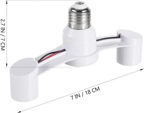 Miniatura 6 de TEHAUX Paquete de 2 divisor de enchufe de luz E27 de doble cabezal, soporte de lámpara doble de 7 pulgadas de ancho, adaptador divisor de bombilla