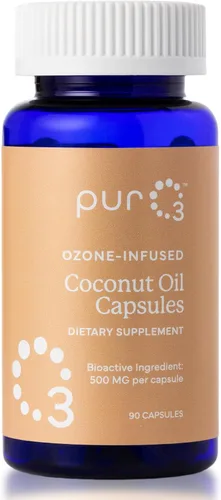 PurO3 Cápsulas de aceite de coco, aceites ozonizados puros de alta potencia para apoyo inmunológico y beneficios de bienestar, suplemento orgánico