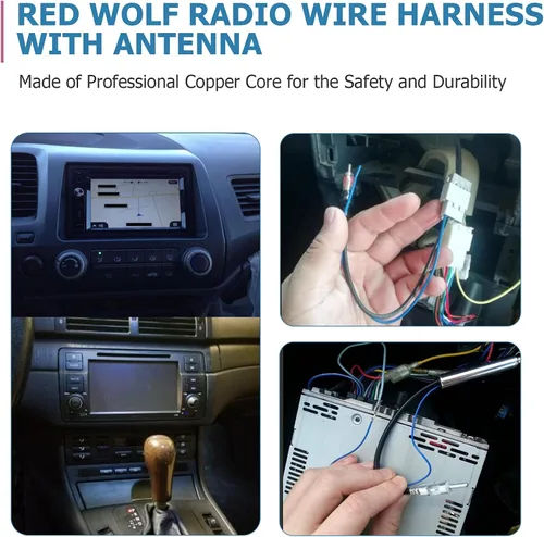Miniatura 2 de RED WOLF Arnés de cable estéreo para radio de vehículo con adaptador de conector de antena compatible con Honda Fit 2007-2008 Civic 2006-2011