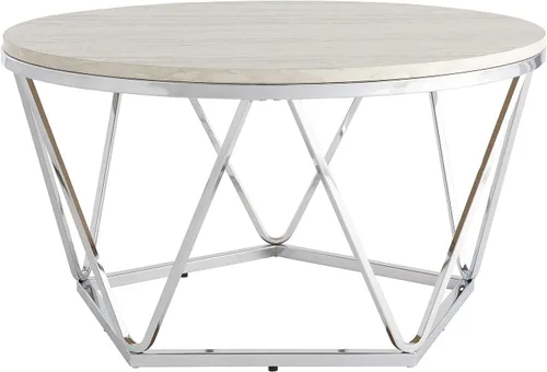 Miniatura 6 de SEI Furniture Mesa de cóctel Luna, Plata, travertino de imitación