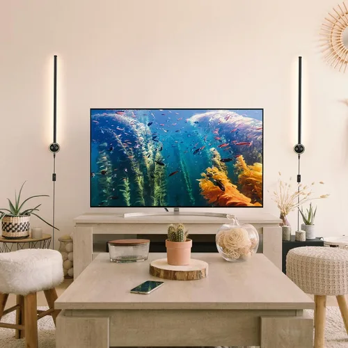Miniatura 6 de Juego de 2 apliques de pared, 22 pulgadas, LED regulable, apliques de iluminación de pared negro mate, lámpara de pared moderna de 9 W, para sala