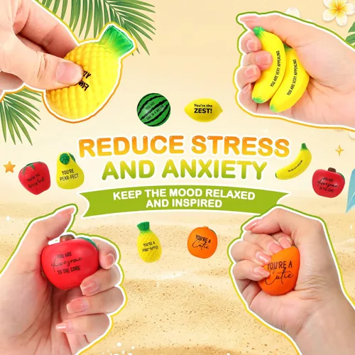 Miniatura 3 de Outus Bolas de estrés de frutas a granel, bolas inspiradoras para apretar para el regreso a clases, regalo para estudiantes para profesores