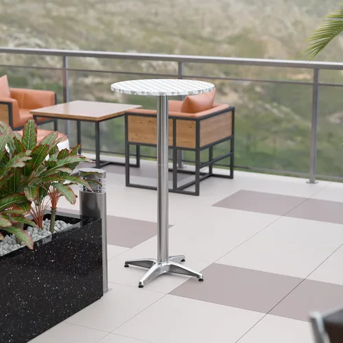 Miniatura 2 de Flash Furniture Mesa de barra de metal - Mesa de patio de aluminio - Mesa de barra redonda Mellie de 23.5 pulgadas de alto - Interior y exterior