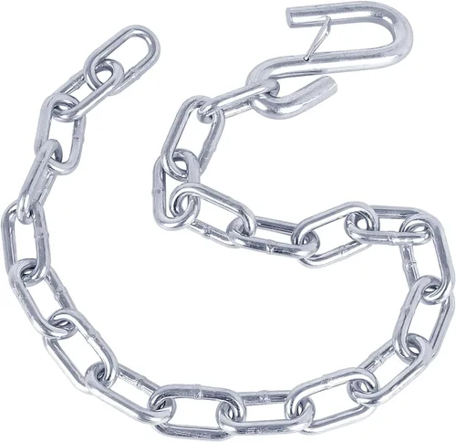 Miniatura 2 de NBJINGYI 1/4" X 27" 2 piezas, cadena de seguridad para remolque de grado 30 con ganchos de resorte y un gancho en S