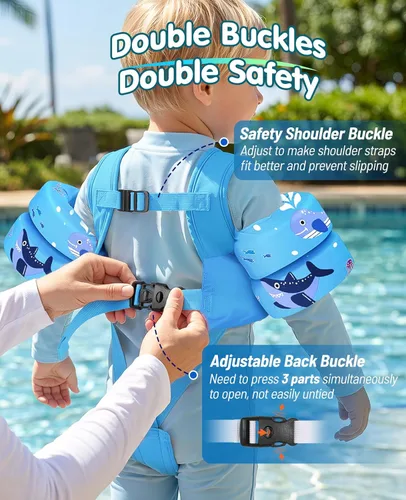 Miniatura 4 de HeySplash Swim Vest for Kids, Toddler Pool Floaties 10-20-30-50-66 Lbs, Baby Arm Floaties with Adjustable Strap, Swim Jacket Water Wing Arm Band