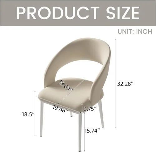 Miniatura 2 de Juego de 2 sillas de sofá, sillas de escritorio modernas, sillas de comedor de cocina con patas de metal para oficina en casa, dormitorio y sala