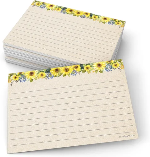 Miniatura 8 de 321Done Tarjetas de índice de girasol floral, (50) tarjetas de papel kraft de 4 x 6 pulgadas, en blanco, sin líneas, para estudiar, aprender