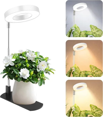 LBW Luz de cultivo para plantas de interior, luz de cultivo de plantas de halo de espectro completo con base, lámpara de cultivo de plantas de