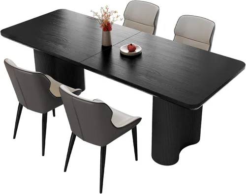 Miniatura 20 de Mesa de comedor rectangular de 62.99 pulgadas para 4-6 personas, mesa de cocina moderna con patas en forma de onda, mesas de comedor para cocina