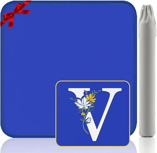 Miniatura 23 de Tapete Mahjong para mesa, neopreno antideslizante con reducción de ruido, 32.4 x 32.4 pulgadas, azul, perfecto para mahjong americano, póker
