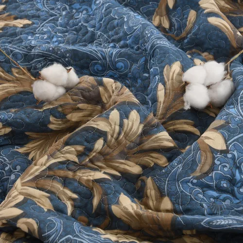 Miniatura 8 de Juego de edredón Queen 100% algodón – Colcha floral de damasco azul, juego de ropa de cama reversible de estilo europeo clásico de 3 piezas, ligero