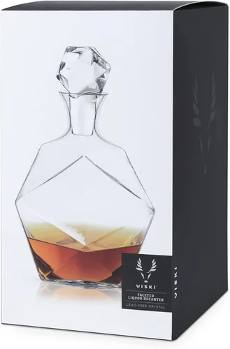 Miniatura 6 de Viski Seneca - Decantador de whisky de cristal facetado con tapón, elegante decantador de licor para bourbon, whisky, bebidas espirituosas, regalos