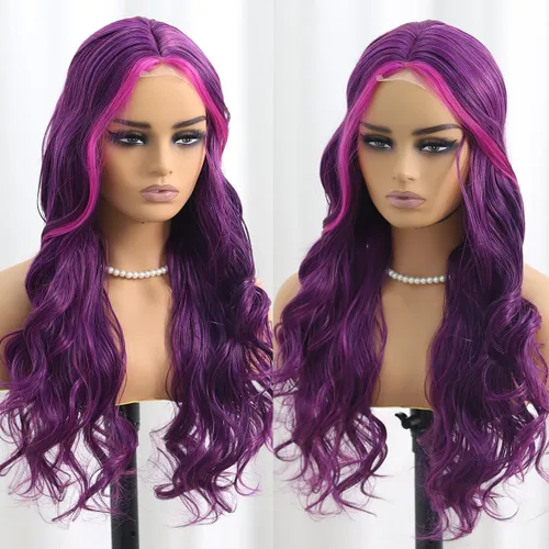 Miniatura 12 de Pelucas para mujeres negras, pelucas de encaje frontal de 13x6 Water Wave, pelucas sintéticas HD con encaje frontal, línea capilar natural