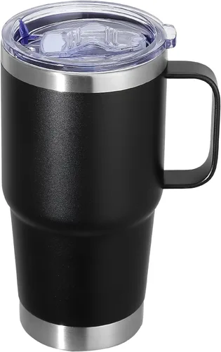 Miniatura 13 de Vaso térmico de acero inoxidable de 20 oz con asa, envase a granel, vasos termales metálicos aislados, taza de café de viaje con asa, vaso de doble