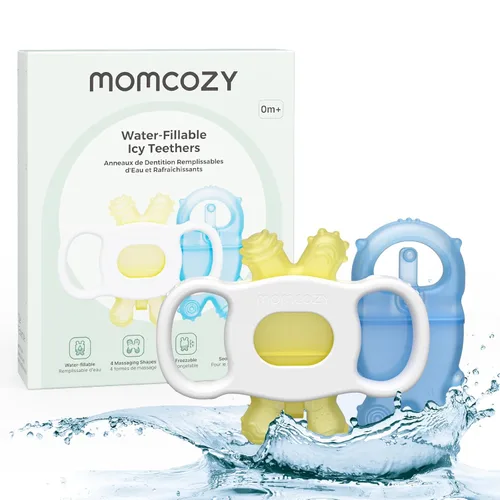 Miniatura 9 de Momcozy Juguetes mordedores para bebés, juguetes de dentición de silicona rellenables con agua fría para bebés, mordedor frío, mordedores de agua