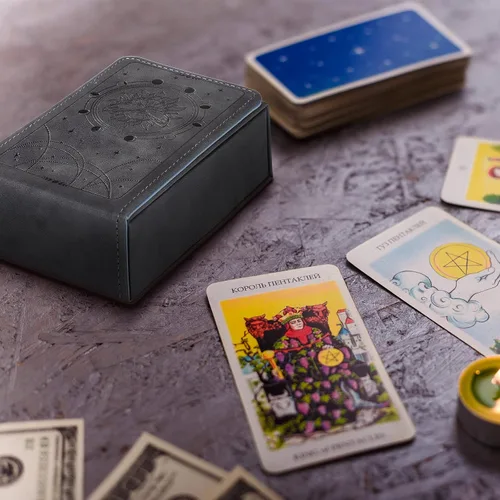 Miniatura 5 de Coume Funda de piel sintética para cartas de tarot, diseño de luna, funda protectora para la mayoría de los oráculos góticos de tamaño estándar