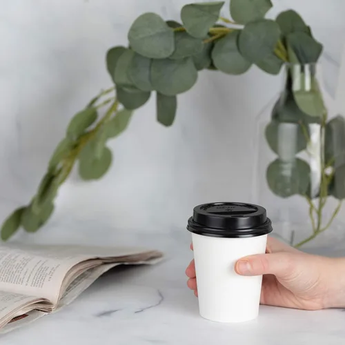 Miniatura 6 de ELEGANT DISPOSABLES [Paquete de 200 tapas] Tapas para tazas calientes de papel de 8 onzas, taza de café para bebidas frías o calientes, té, café