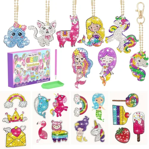 Miniatura 10 de ACSAUMMY Kits de Pegatinas de Pintura de Arte de Diamante para Niños, 36 piezas de Lindas Pegatinas de Pintura de Arte de Diamante 5D Pegatinas