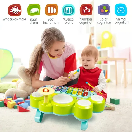 Miniatura 2 de Marstone Juguetes para niños y niñas de 1 año: Juguetes musicales para bebés de 1 a 3 años, juego de batería de piano para bebés de 6 a 12 meses, 12