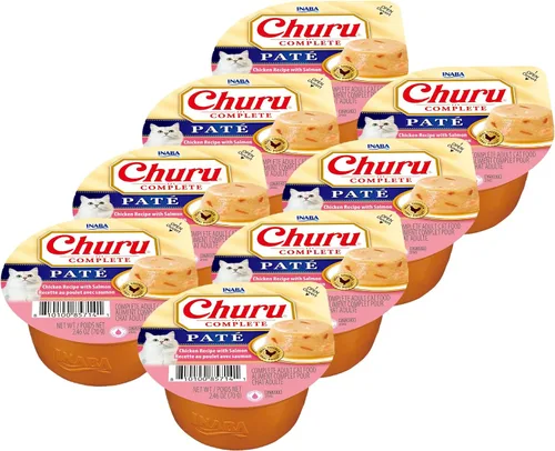 Miniatura 6 de INABA Churu - Paté completo para gatos, sin granos, alto contenido de proteínas y humedad, alimento húmedo para gatos con aceite de pescado, taza