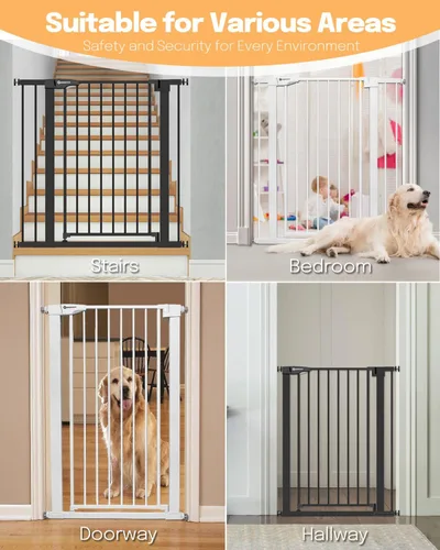 Miniatura 6 de Puerta de bebé extra alta de 42 pulgadas para escaleras y puertas, puerta de mascotas montada a presión de cierre automático, se adapta a aberturas