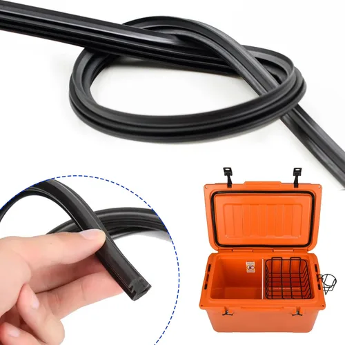 Miniatura 2 de Junta de tapa de enfriador de silicona para enfriador YETI 20qt, 45qt, 70qt, 110qt, tira de sellado de reemplazo de enfriador, Negra, 8 pies