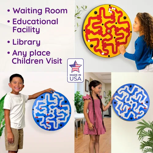 Miniatura 8 de Amazer - Tabla de actividades de pared para niños pequeños, actividad interactiva de pared para niños, juego colorido de rueda de laberinto