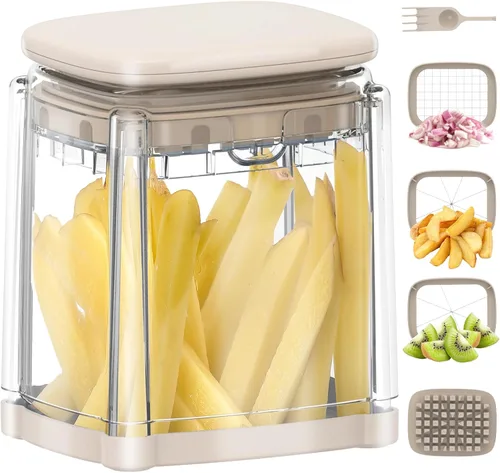Cortador de patatas fritas, Solucky Cortador de patata y cebolla, Picador y cortador de verduras profesional estilo hogar, Ideal para patatas, Gris