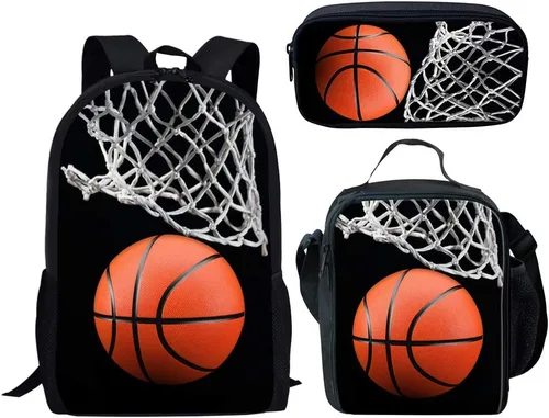 Miniatura 107 de HUGS IDEA Juego de 3 bolsas escolares con aislamiento térmico para el almuerzo, estuche para lápices