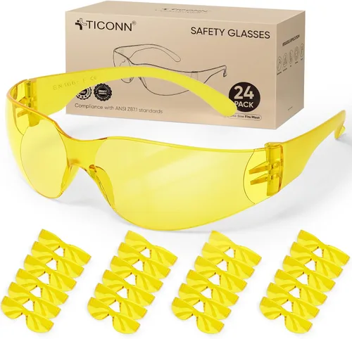Miniatura 11 de TICONN Gafas de seguridad transparentes para hombres, gafas protectoras resistentes a los arañazos y impactos, cumplen con la norma ANSI Z87.1