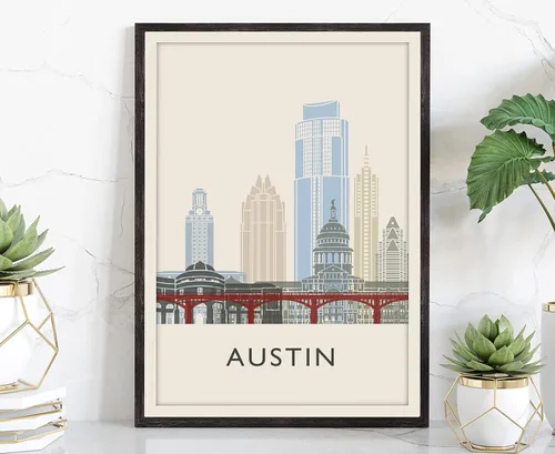Miniatura 46 de Póster de horizonte de San Antonio, impresión de paisaje urbano y monumento, arte de pared para el hogar, decoración de pared de oficina, 12 x 18
