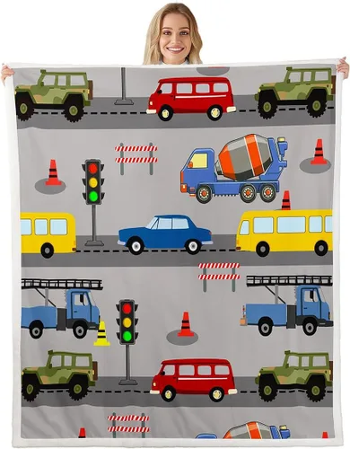 Miniatura 21 de Erosebridal Manta de forro polar con diseño de camiones y excavadoras, de 40 x 50 pulgadas, color amarillo, para niños, niños, adolescentes