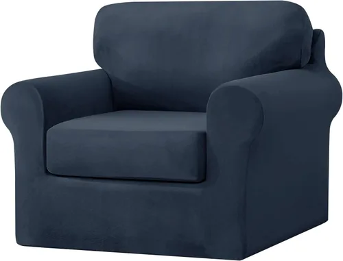 Miniatura 34 de UNBBRRL Fundas de sofá de 3 piezas para sofá, funda de terciopelo elástico para sillón con 1 funda de cojín de asiento y 1 funda de respaldo