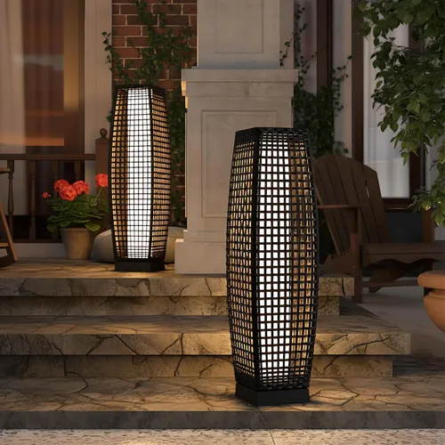 Miniatura 12 de Lámpara de pie para exteriores Grand Patio, lámpara de pie solar, resistente al agua, de mimbre, lámpara colgante para terraza, luces decorativas