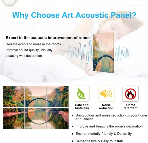 Miniatura 7 de JBER Paneles acústicos artísticos decorativos, paquete de 6 paneles acústicos artísticos para decoración de pared con autoadhesivo, adecuados