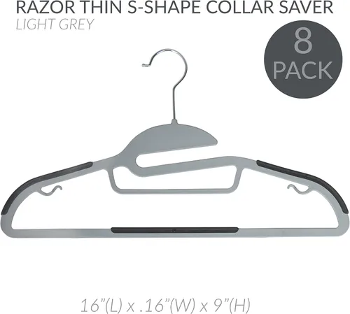 Miniatura 2 de Simplify Paquete de 8 ganchos definitivos Protector de collar en forma de S Ultrafino Antideslizante Barra de accesorios Cinturones Gris