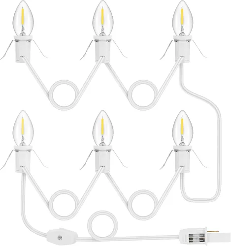 Miniatura 12 de Paquete de 1 cable de accesorio con 4 bombillas LED y toma de corriente de luz de pueblo de Navidad, cable de luz de molde de soplado de 8.9 pies