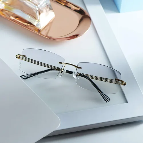 Miniatura 6 de LifeArt - Lentes con bloqueo de luz azul, lentes de lectura para computadora, montura sin borde con lente teñida con diamante, elegante para hombres