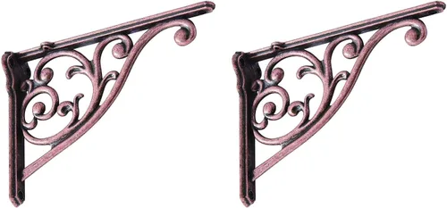 Miniatura 5 de Soportes de estante de 4 pulgadas, paquete de 4 soportes de pared de latón antiguo de alta resistencia, estantes decorativos de cocina victoriana