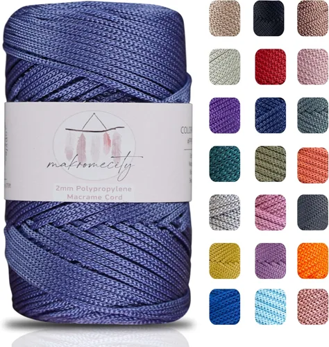 Miniatura 59 de Makromecity, 2 carretes de cordón de macramé de poliéster de 2 mm x 250 yardas (750 pies) de 2 mm de cordón de polipropileno para macramé, ideal