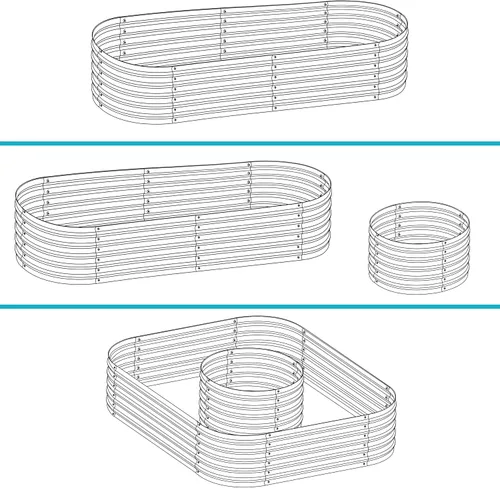 Miniatura 9 de Sunnydaze Cama de jardín elevada ovalada de 62.5 pulgadas para exteriores, cama de jardín modular elevada con borde de goma, color marrón