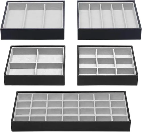 Miniatura 12 de Bandejas mágicas apilables para joyas, organizador de cajones de armario para accesorios, gadgets y cosméticos, caja de almacenamiento