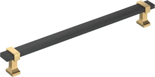 Miniatura 13 de Amerock Overton - Tirador para gabinete de 96 mm de centro a centro en acabado negro mate cepillado/bronce champán, BP36681BMBCZ