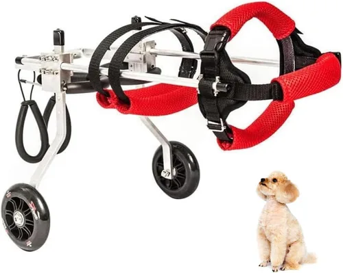 Aluminum Dog Wheelchair, Lightweight Dog Wheelchair for Back Legs, Disabled Dog Assisted Walk Car Pet Hind Leg Exercise Car for Small Pet Cat