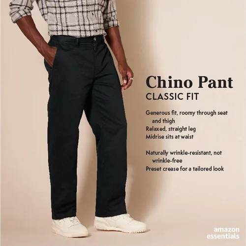 Miniatura 2 de Tienda Essentials Pantalón chino de corte clásico, resistente a las arrugas, sin pinzas, para hombre (disponible en tallas grandes y altas)
