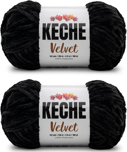 Miniatura 47 de Keche Hilo de terciopelo para ganchillo, manta de felpilla suave, voluminosa, hilo amigurumi, 3.53 oz (132 yardas), color azul bebé